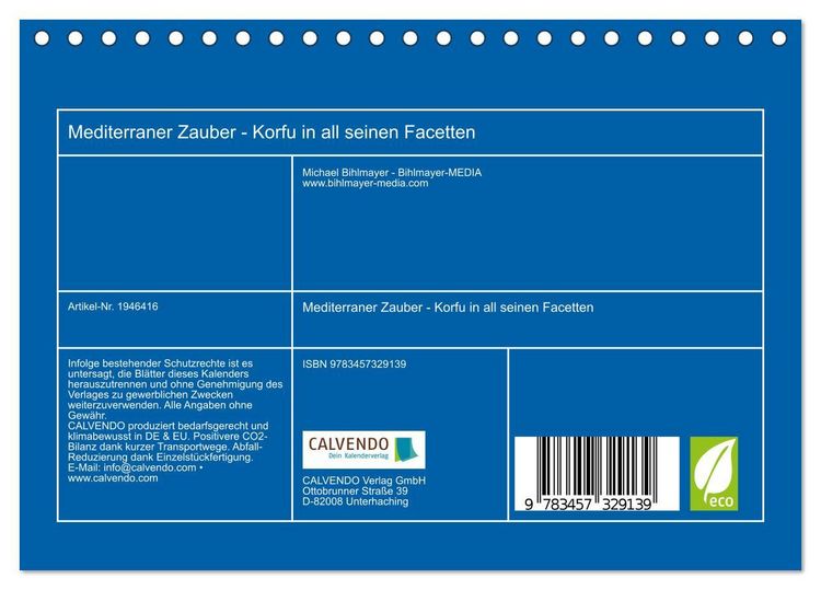 Produktbild: Mediterraner Zauber - Korfu in all seinen Facetten (Tischkalender 2026 DIN A5 quer), CALVENDO Monatskalender