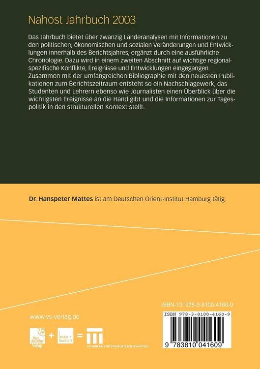 Produktbild: Nahost Jahrbuch 2003