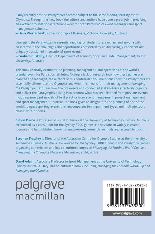 Produktbild: Managing the Paralympics