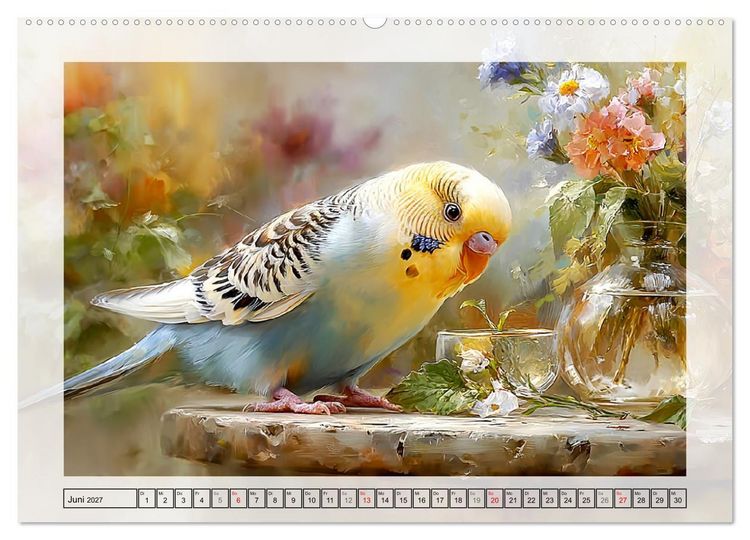 Produktbild: Wellensittiche. Fr&ouml;hliche Seelen auf der Terrasse (Wandkalender 2027 DIN A2 quer), CALVENDO Monatskalender