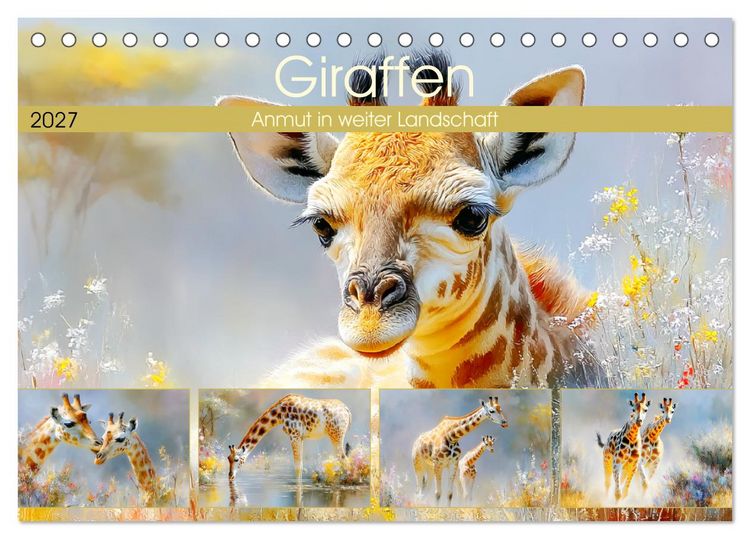 Produktbild: Giraffen. Anmut in weiter Landschaft (Tischkalender 2027 DIN A5 quer), CALVENDO Monatskalender
