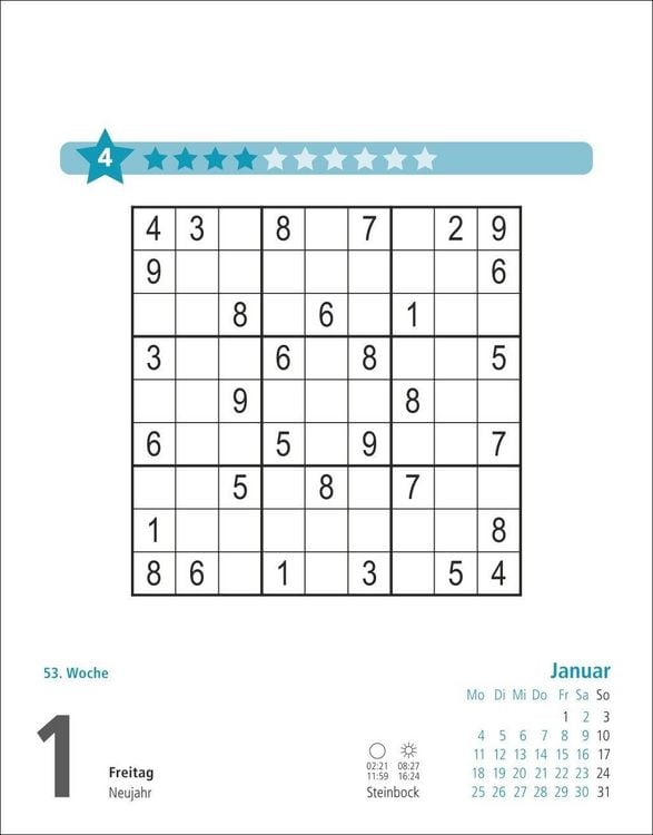 Produktbild: Stefan Heine Sudoku mittel bis schwierig Tagesabrei&szlig;kalender 2027