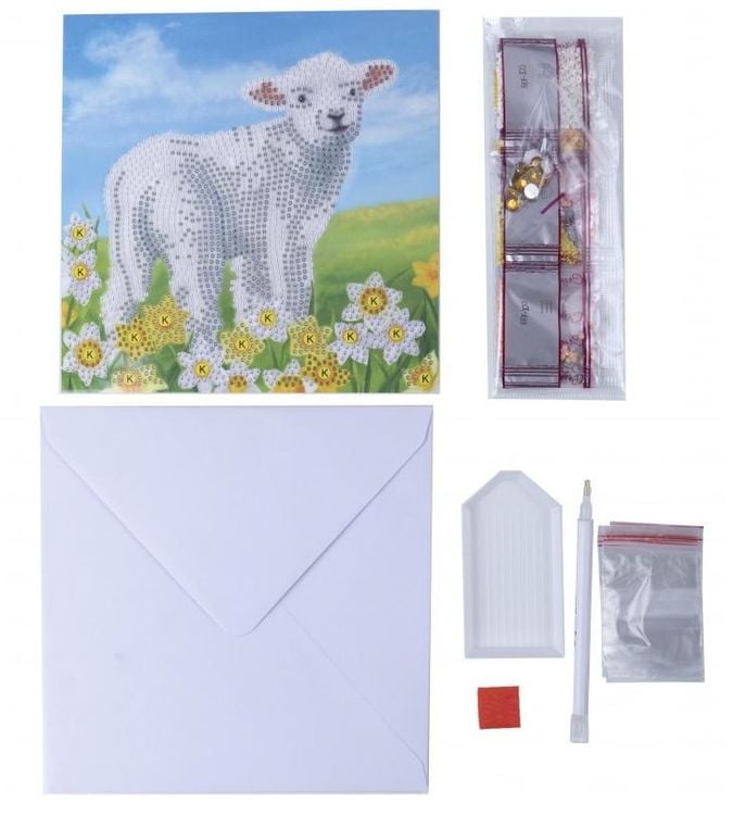 Produktbild: Craft Buddy CCK-A99 - Crystal Art Card Kit, Little Lamb, Schaf, 18x18cm, Kristall-Kunstkarte, Diamond Painting