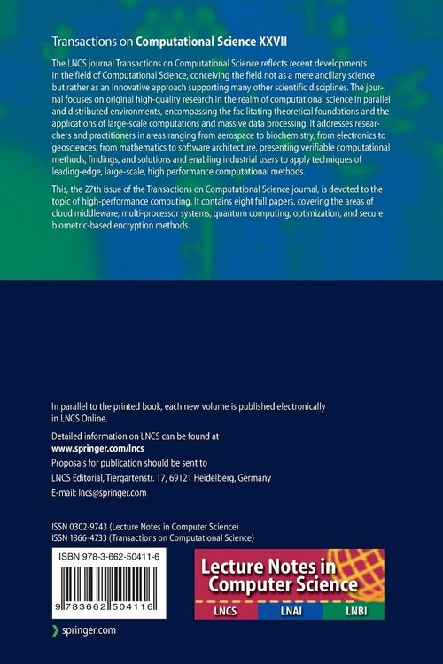 Produktbild: Transactions on Computational Science XXVII