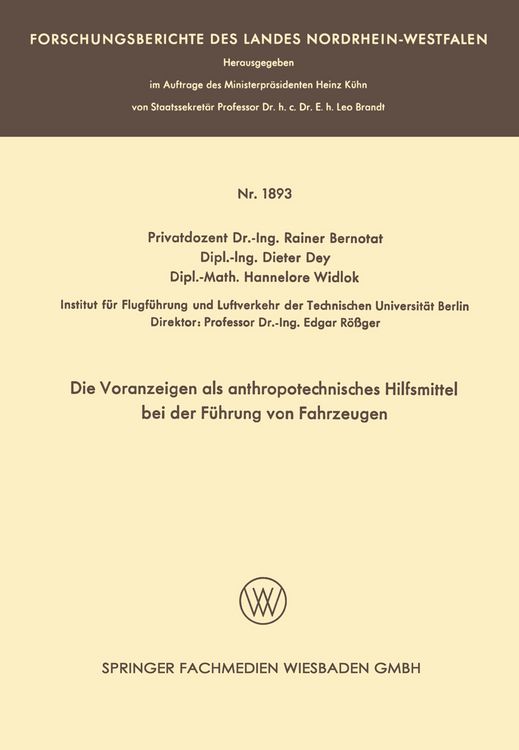 Produktbild: Die Voranzeigen als anthropotechnisches Hilfsmittel bei der F&uuml;hrung von Fahrzeugen