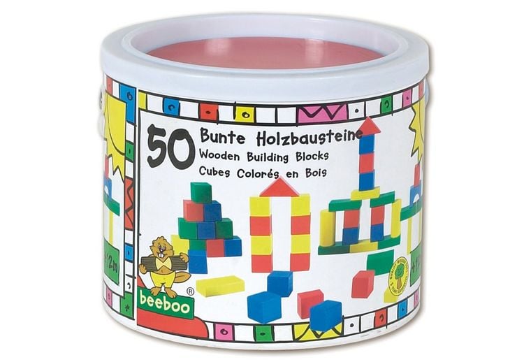 Produktbild: SpielMaus Holz Holzbausteine bunt 50-teilig