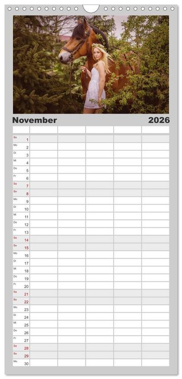 Produktbild: Familienplaner 2026 - Titanen Girls 2026 - erotische Frauen und starke Pferde mit 5 Spalten (Wandkalender, 21 x 45 cm) CALVENDO