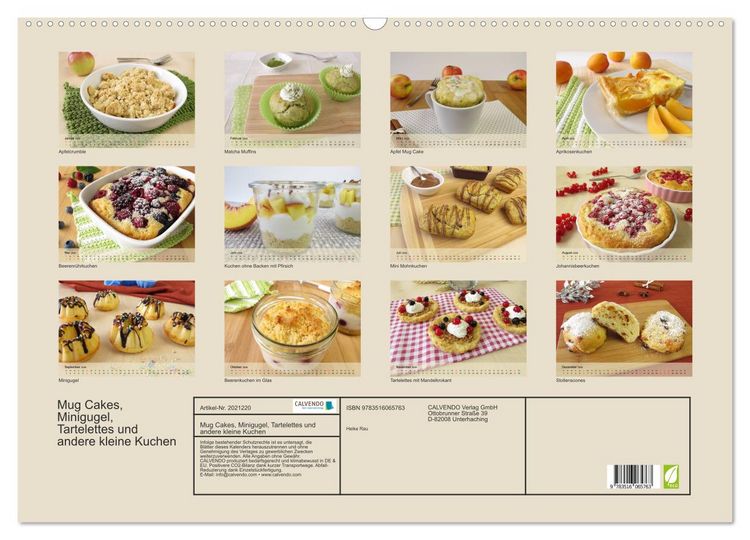Produktbild: Mug Cakes, Minigugel, Tartelettes und andere kleine Kuchen (Wandkalender 2026 DIN A2 quer), CALVENDO Monatskalender