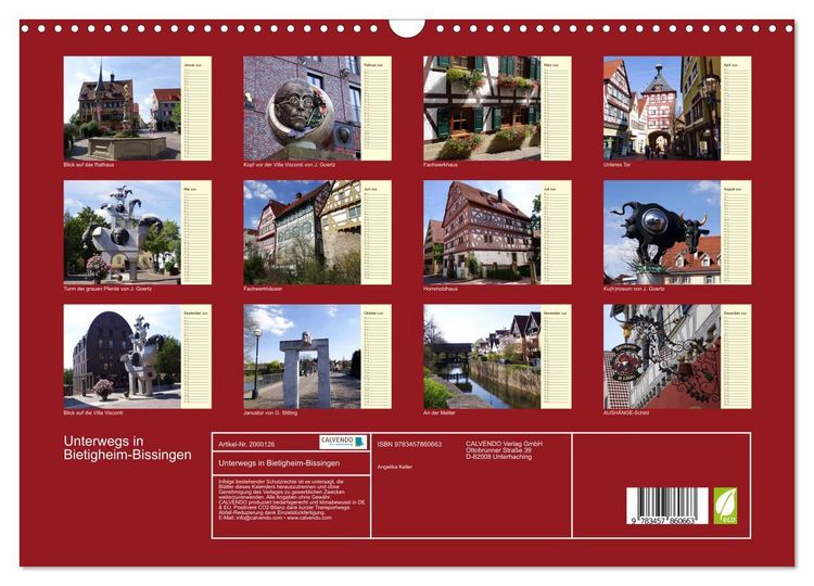 Produktbild: Unterwegs in Bietigheim-Bissingen (Wandkalender 2026 DIN A3 quer), CALVENDO Monatskalender