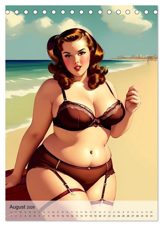 Produktbild: Pin up Girls Hei&szlig;e Kurven mit Retro Charme (Tischkalender 2026 DIN A5 hoch), CALVENDO Monatskalender