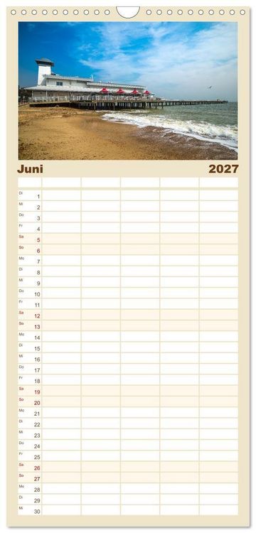 Produktbild: Familienplaner 2027 - Seebr&uuml;cken im Vereinigten K&ouml;nigreich mit 5 Spalten (Wandkalender, 21 x 45 cm) CALVENDO