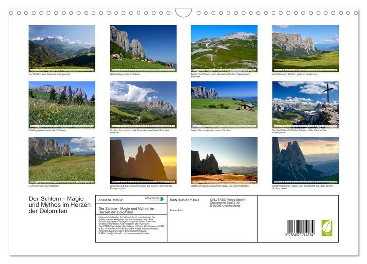 Produktbild: Der Schlern - Magie und Mythos im Herzen der Dolomiten (Wandkalender 2026 DIN A3 quer), CALVENDO Monatskalender