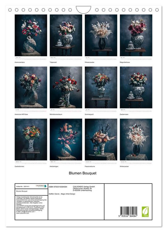 Produktbild: Blumen Bouquet (Wandkalender 2026 DIN A4 hoch), CALVENDO Monatskalender
