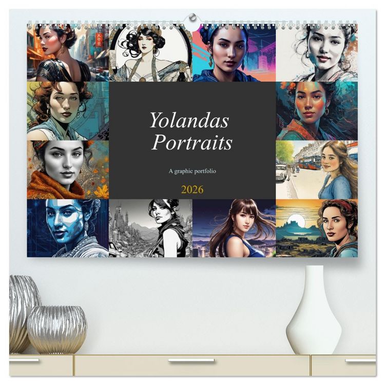 Produktbild: Yolanda's portraits, a graphic portfolio (High Quality Premium Wall Calendar 2026 DIN A2 landscape),CALVENDO 12 Month Wall Calendar