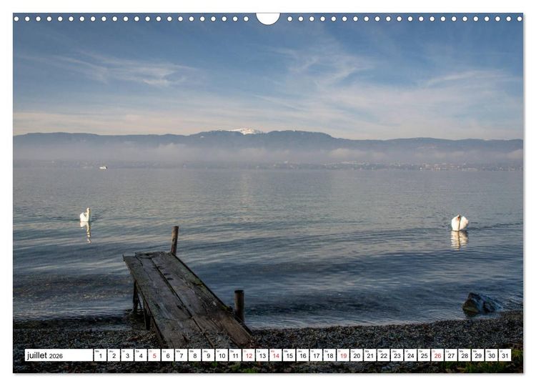 Produktbild: Entre France et Suisse, le lac L&eacute;man (Calendrier mural 2026 DIN A3 vertical), CALVENDO calendrier mensuel