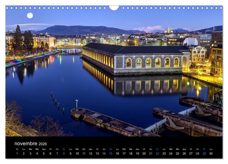 Produktbild: Cr&eacute;puscule sur Gen&egrave;ve (Calendrier mural 2026 DIN A3 vertical), CALVENDO calendrier mensuel