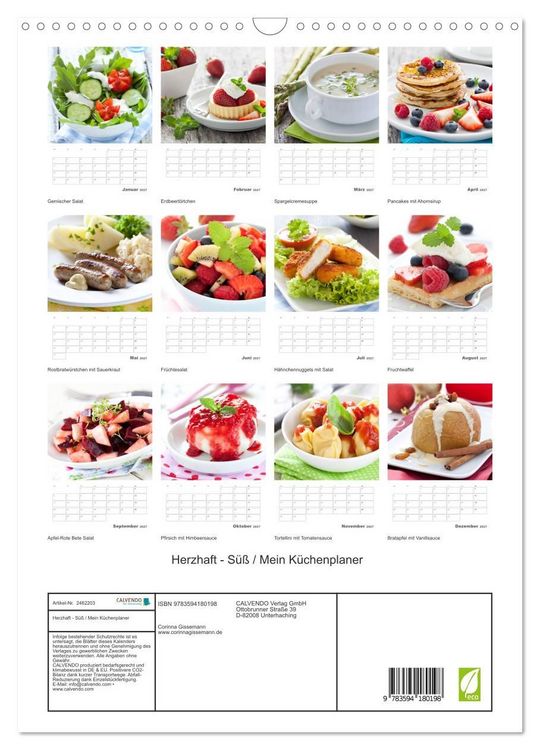 Produktbild: Herzhaft - S&uuml;&szlig; / Mein K&uuml;chenplaner (Wandkalender 2027 DIN A3 hoch), CALVENDO Monatskalender