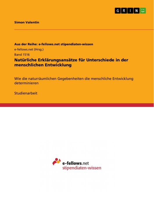 Produktbild: Nat&uuml;rliche Erkl&auml;rungsans&auml;tze f&uuml;r Unterschiede in der menschlichen Entwicklung