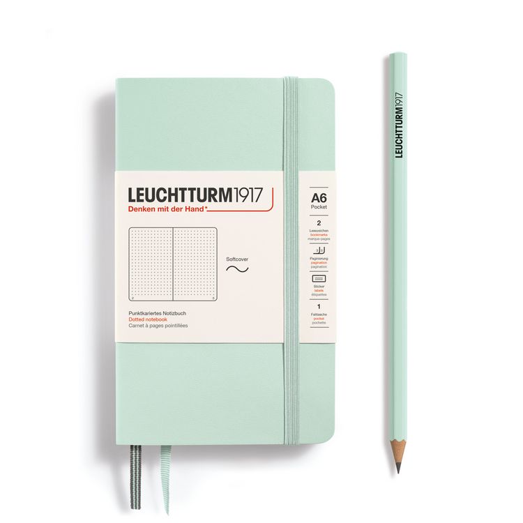 Produktbild: LEUCHTTURM1917 Notizbuch Pocket (A6), Softcover, 123 nummerierte Seiten, Mint Green, Dotted