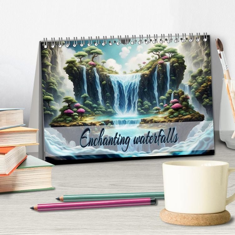 Produktbild: Enchanting waterfalls (Desk Calendar 2026 DIN A5 landscape), CALVENDO 12 Month DeskCalendar