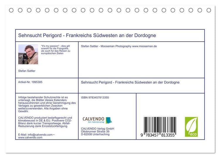Produktbild: Sehnsucht Perigord - Frankreichs S&uuml;dwesten an der Dordogne (Tischkalender 2026 DIN A5 quer), CALVENDO Monatskalender