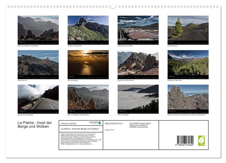 Produktbild: La Palma - Insel der Berge und Wolken (hochwertiger Premium Wandkalender 2026 DIN A2 quer), Kunstdruck in Hochglanz