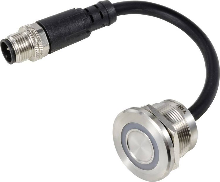 Produktbild: TRU COMPONENTS TC-12835296 TC-TS22A10YSSR12M12 MALE CONNECTOR Sensortaster 24 V 0.5 A 1 x Aus/(Ein) tastend Rot (&Oslash;) 25 mm IP65 1 St.