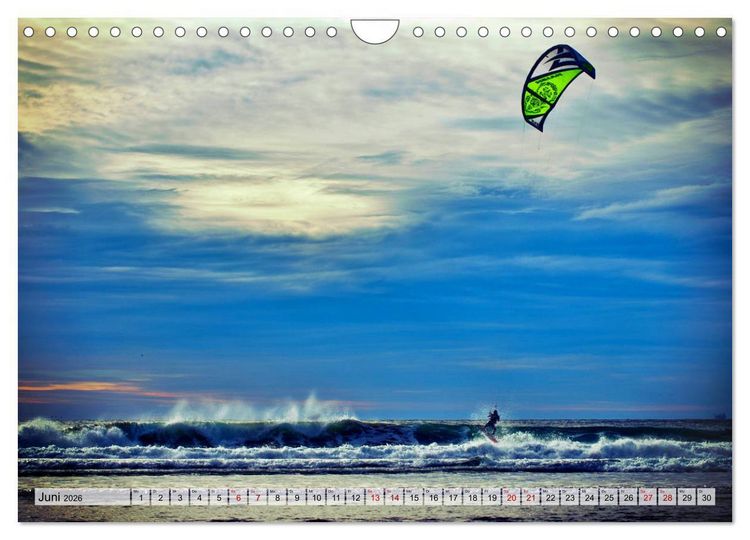 Produktbild: Kitesurfen - Action pur (Wandkalender 2026 DIN A4 quer), CALVENDO Monatskalender