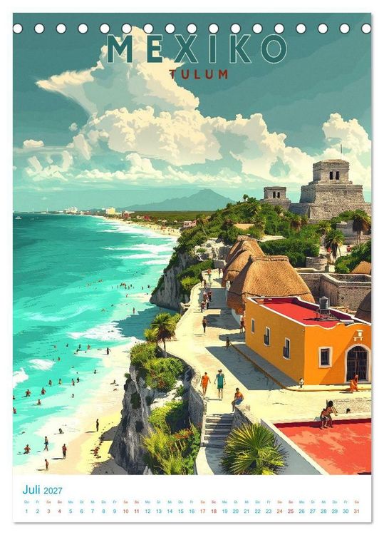 Produktbild: Mexiko - Old School Poster Style (Tischkalender 2027 DIN A5 hoch), CALVENDO Monatskalender