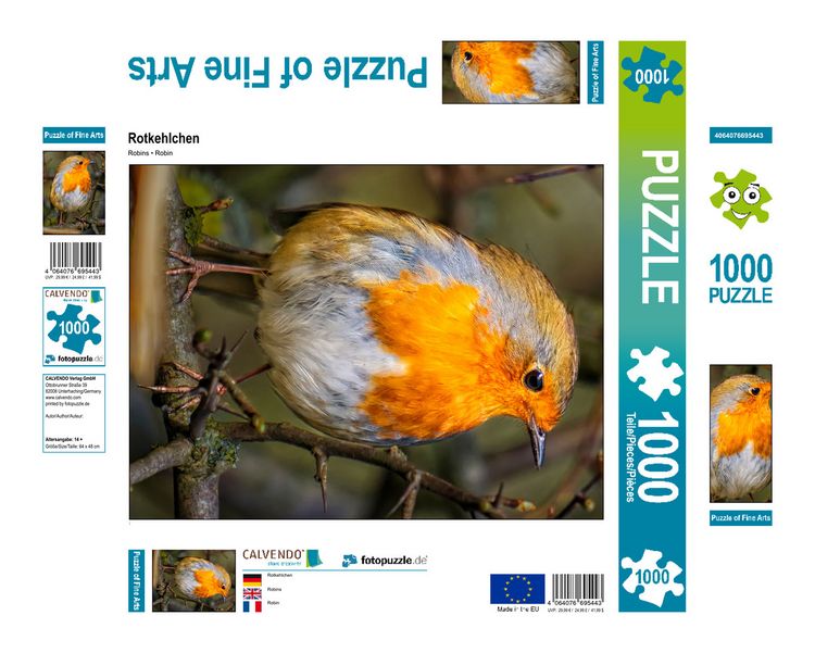 Produktbild: CALVENDO Puzzle Rotkehlchen 1000 Teile Lege-Gr&ouml;&szlig;e 480 x 640 cm Foto-Puzzle Bild von Peter Roder