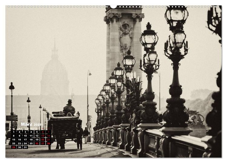 Produktbild: Paris-Impressionen in Schwarz-Wei&szlig; (Wandkalender 2027 DIN A2 quer), CALVENDO Monatskalender
