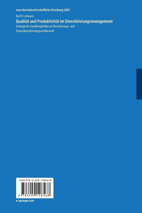 Produktbild: Qualit&auml;t und Produktivit&auml;t im Dienstleistungsmanagement
