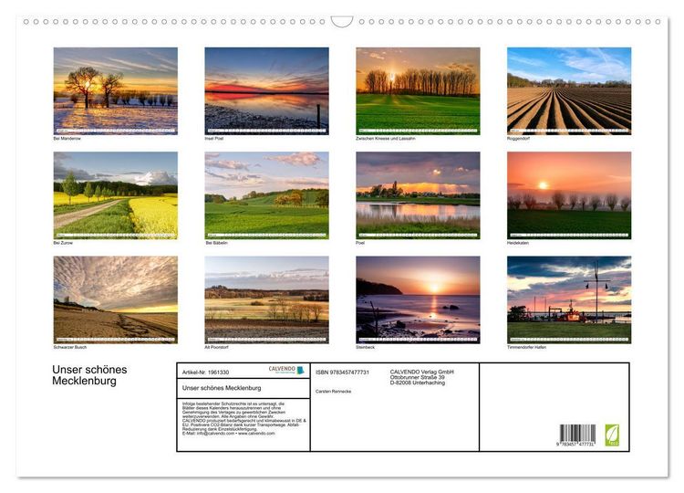 Produktbild: Unser sch&ouml;nes Mecklenburg (Wandkalender 2026 DIN A2 quer), CALVENDO Monatskalender