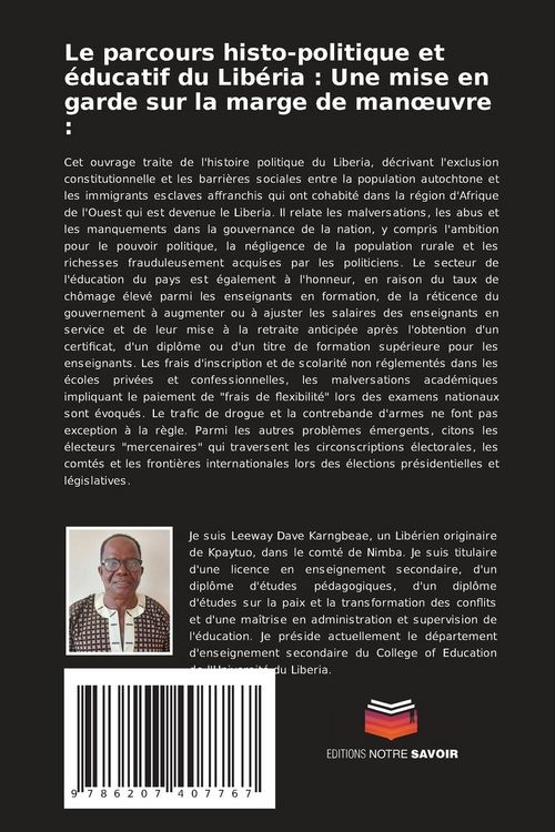 Produktbild: Le parcours histo-politique et &eacute;ducatif du Lib&eacute;ria : Une mise en garde sur la marge de man&iquest;uvre :