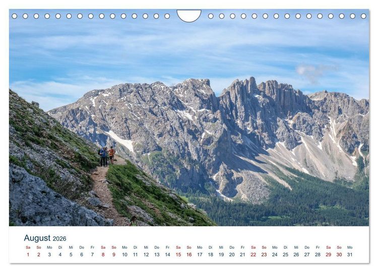 Produktbild: Die Dolomiten - Wanderung durch den Naturpark Schlern-Rosengarten (Wandkalender 2026 DIN A4 quer), CALVENDO Monatskalender