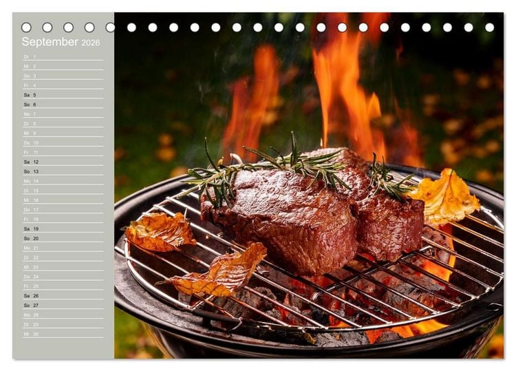 Produktbild: Der Grillkalender f&uuml;r echte M&auml;nner (Tischkalender 2026 DIN A5 quer), CALVENDO Monatskalender
