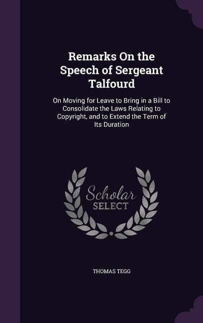 Produktbild: Remarks On the Speech of Sergeant Talfourd