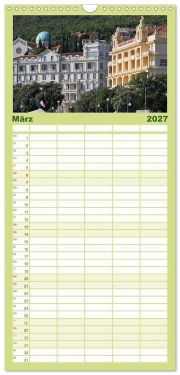 Produktbild: Familienplaner 2027 - Zauberhaftes Opatija mit 5 Spalten (Wandkalender, 21 x 45 cm) CALVENDO
