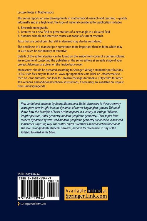 Produktbild: The Principle of Least Action in Geometry and Dynamics