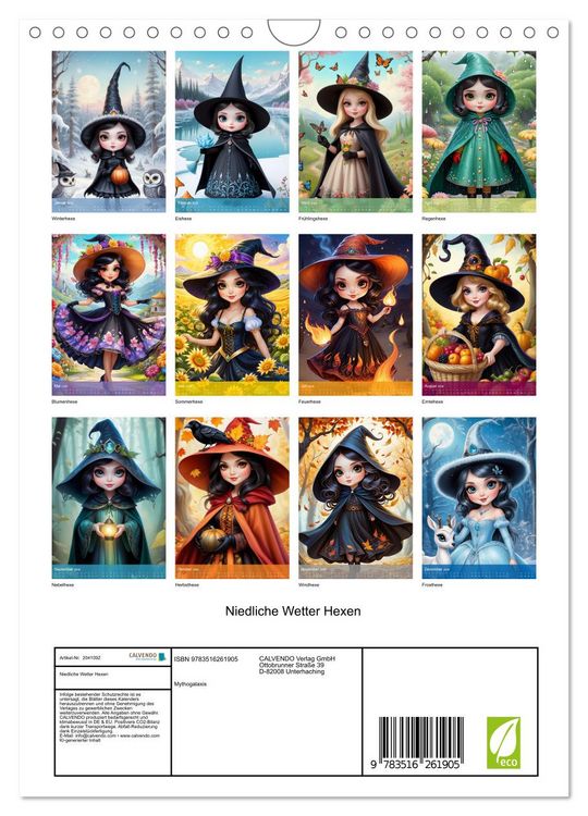 Produktbild: Niedliche Wetter Hexen (Wandkalender 2026 DIN A4 hoch), CALVENDO Monatskalender
