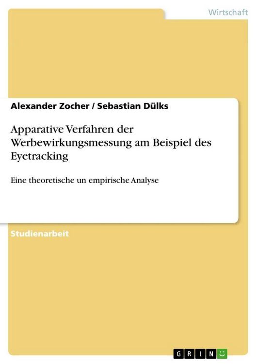 Produktbild: Apparative Verfahren der Werbewirkungsmessung am Beispiel des Eyetracking