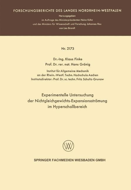 Produktbild: Experimentelle Untersuchung der Nichtgleichgewichts-Expansionsstr&ouml;mung im Hyperschallbereich