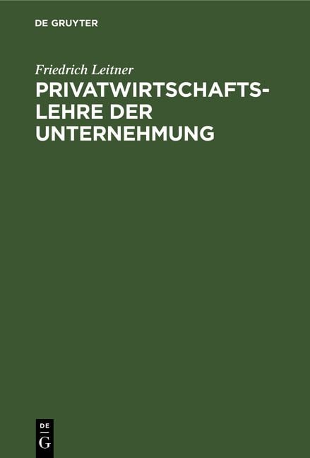 Produktbild: Privatwirtschaftslehre der Unternehmung
