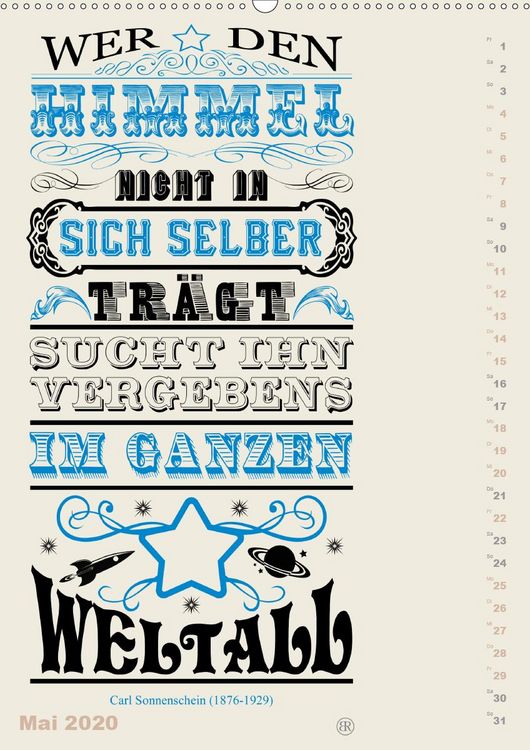 Produktbild: Die sch&ouml;nsten Lebensweisheiten Typo - Kalender (Premium, hochwertiger DIN A2 Wandkalender 2020, Kunstdruck in Hochglanz)