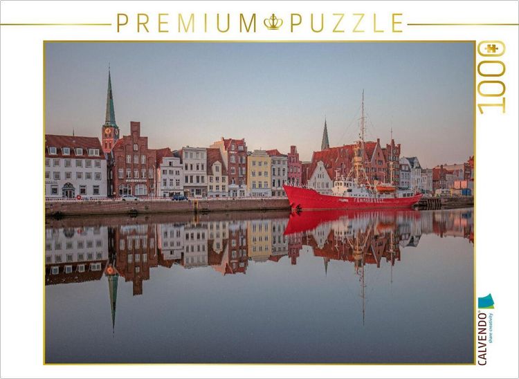 Produktbild: CALVENDO Puzzle Feuerschiff Fehmarnbelt an der Untertrave in L&uuml;beck | 1000 Teile Lege-Gr&ouml;&szlig;e 64x48cm Foto-Puzzle f&uuml;r gl&uuml;ckliche Stunden