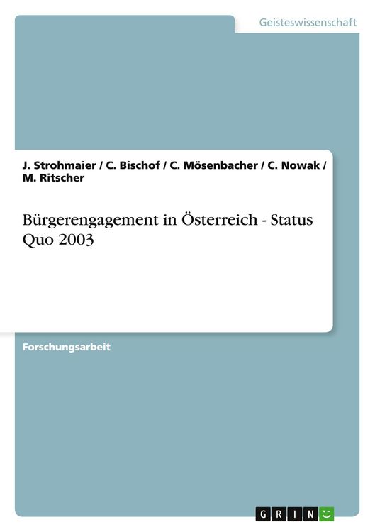 Produktbild: B&uuml;rgerengagement in &Ouml;sterreich - Status Quo 2003