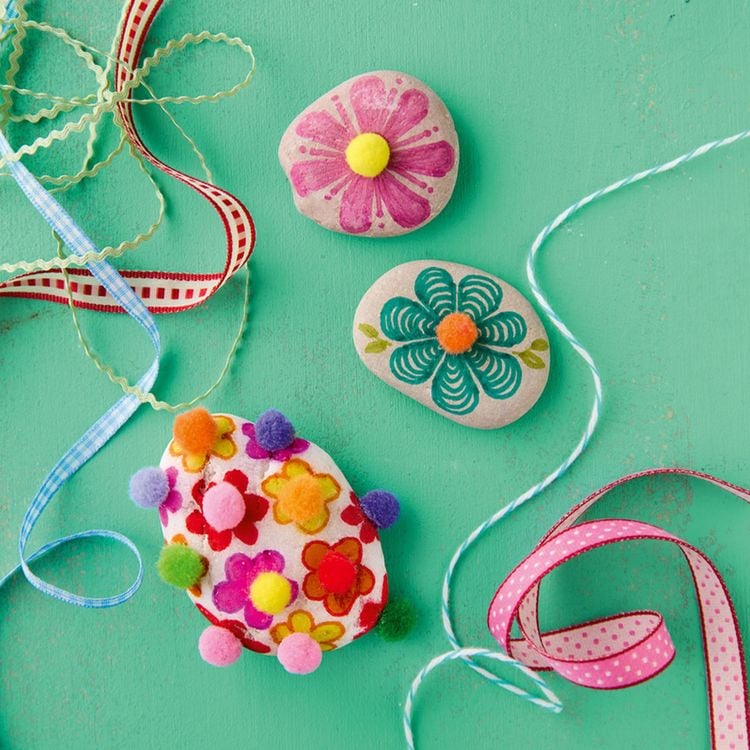 Produktbild: Kreativ-Set: Steine bemalen Kids mit Wackelaugen, Pompons, Anleitungsbuch & Material