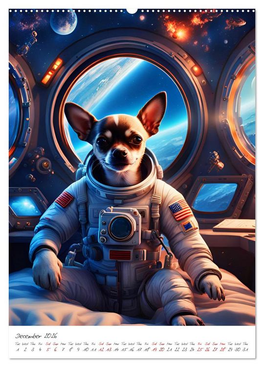 Produktbild: Chihuahua Adventure in Space (Wall Calendar 2026 DIN A2 portrait), CALVENDO 12 Month Wall Calendar