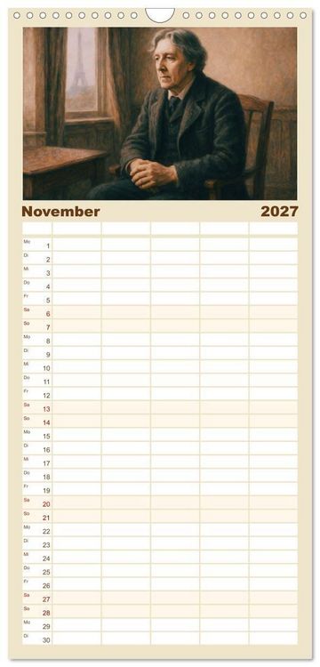 Produktbild: Familienplaner 2027 - Oscar Wilde mit 5 Spalten (Wandkalender, 21 x 45 cm) CALVENDO