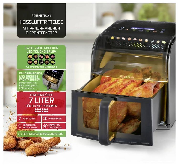 Produktbild: GourmetMaxx Hei&szlig;luft-Fritteuse 7l 1700W